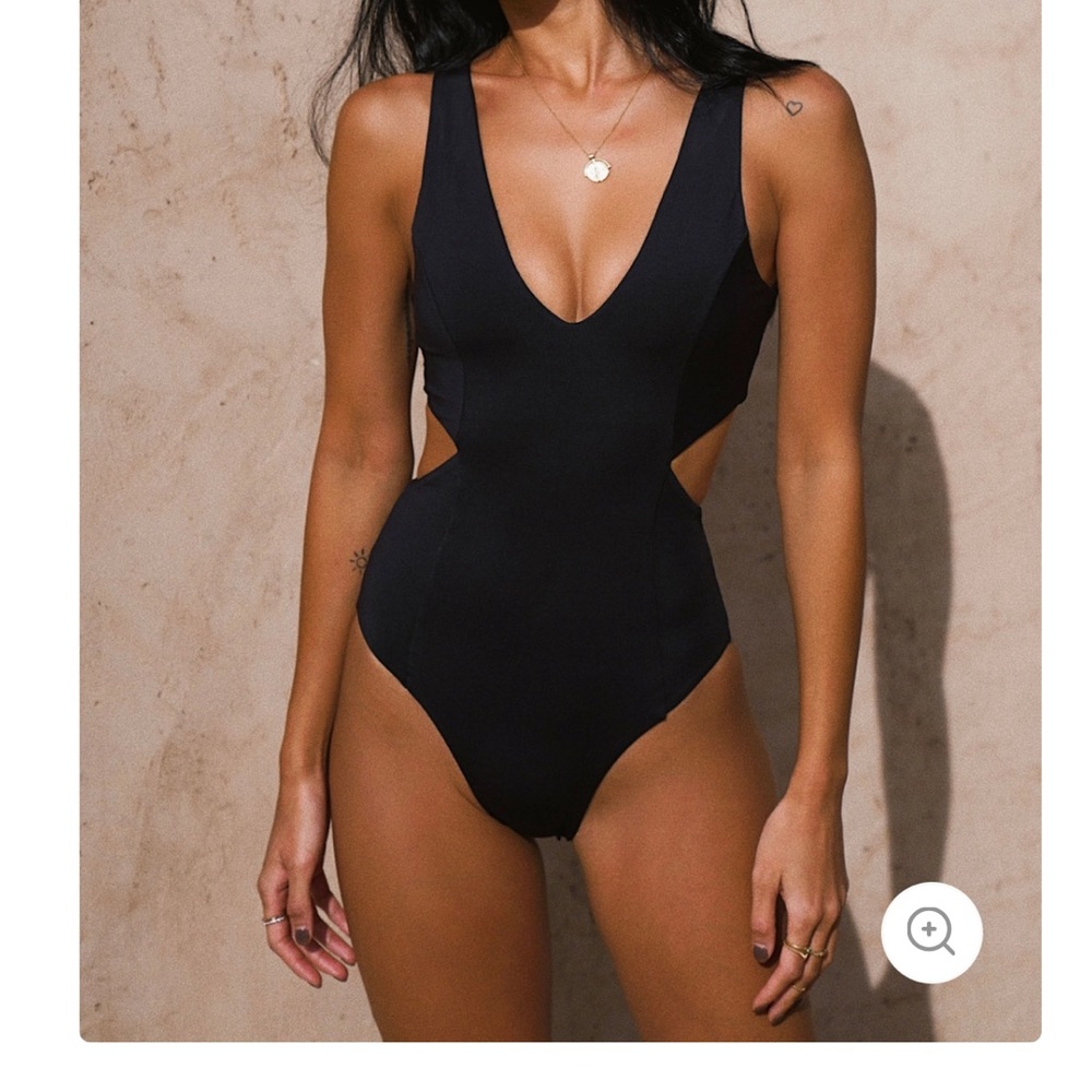 Sophisticated Black One-Piece with Plunging V-Neck